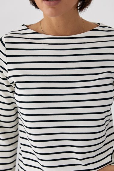 Трикотажний лонг у смужку - білий цвет, S (є розміри) | Зображення 3