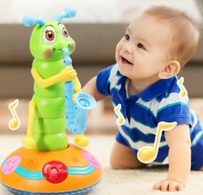 Детская музыкальная игрушка Гусеница-саксофонист 25 см, на батарейках, Music Twisted Worm
