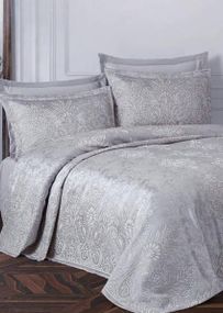 Покрывало(240х260см) с наволочками (50х70см) Gardines Melisa gri Жаккард