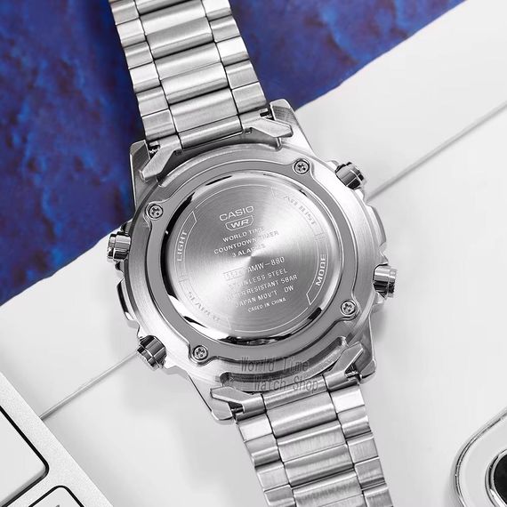 Класичний Чоловічий годинник Casio AMW-880D-3A стальний, водонепроникний, Японія | Зображення 5