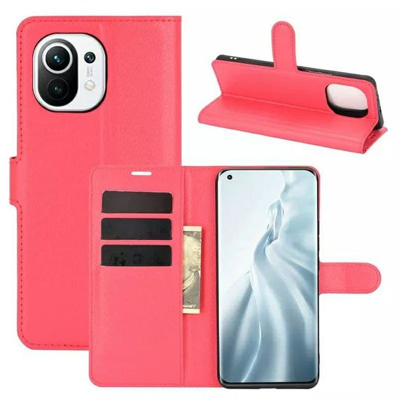 Чохол книжка з кишенями для карт на Xiaomi Mi 11 lite колір Червоний