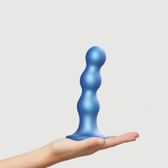 Насадка для страпона Strap-On-Me Dildo Plug Balls Blue Metallic L | Зображення 1