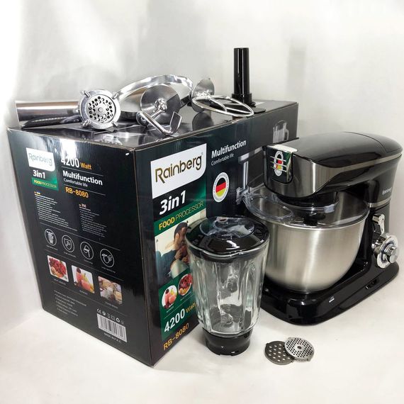 Планетарний міксер для густого тіста Rainberg RB-8080, Бюджетний тістомісильник для дому XN-49