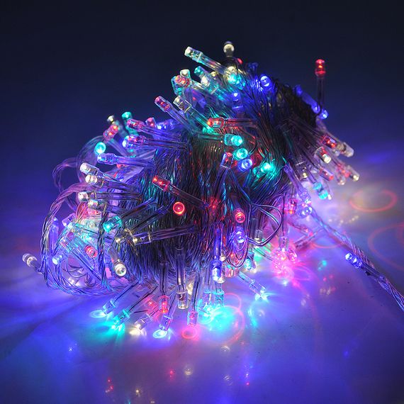 Гирлянды 300LED (Диод) Red / Green / Blue / Yellow, 8 режимов, 16 метров, прозрачная изоляция, BOX