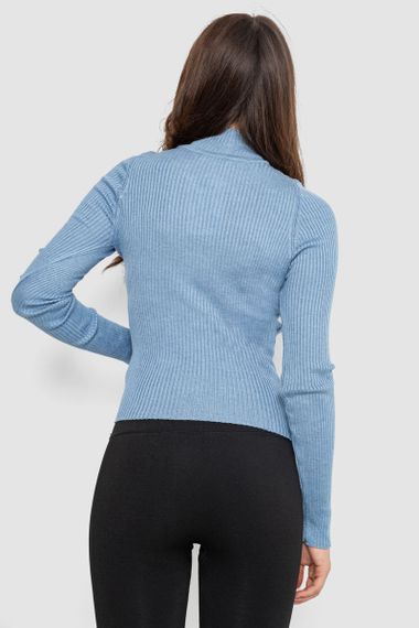 Водолазка жіноча в рубчик, колір джинс, 214R91306 | Зображення 3