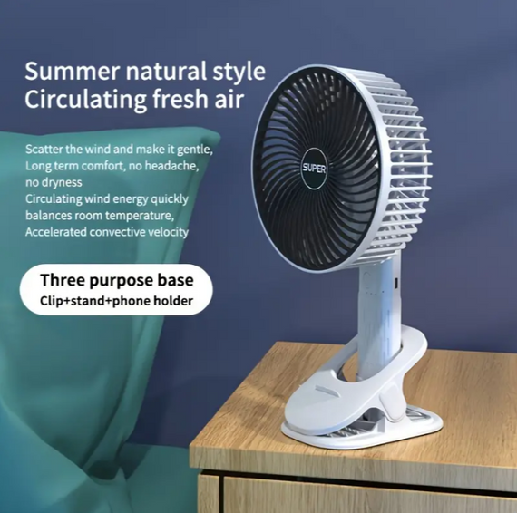 Мінівентилятор із затискачем для столу Бездротовий вентилятор Вентилятор USB 4 швидкості   знижка | Зображення 4