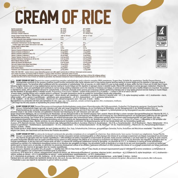 Рисовый пудинг Olimp Cream of rice 1000 г, ваниль | Зображення 1