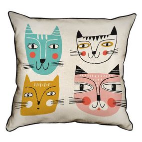 Подушка с мешковины Котячьи мордашки 45x45 см (45PHB_JOY007)