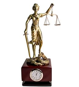 Годинник з фігуркою Правосуддя Феміди бронза 25см