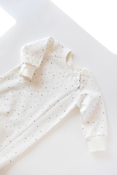 Ромпер для малюка на блискавці двонитка з начосом, розмір 68-92 принт Горошок | Зображення 1