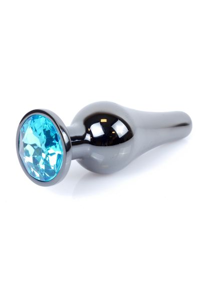 Анальна пробка - Jewellery Dark Silver Long Plug Light Blue | Зображення 1