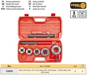 Набор для нарезания трубной резьбы Польша 3/8"-5/4" 8 штук VOREL-55820