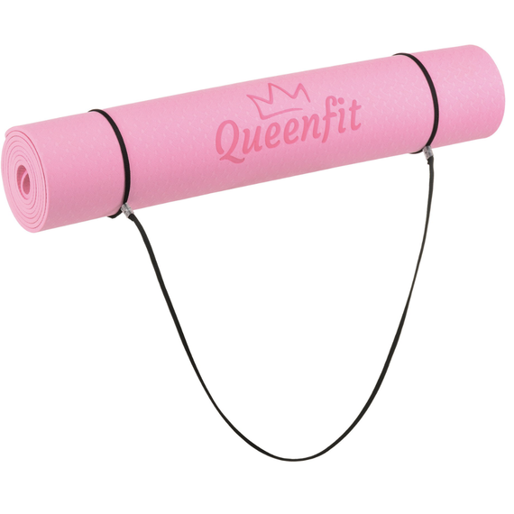 Килимок (мат) для фітнесу та йоги Queenfit Premium TPE 0,5см рожевий | Зображення 5