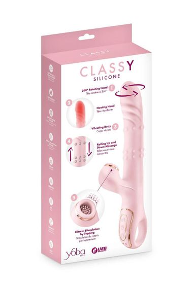 Вібратор-кролик 5в1 Yoba Classy, вібрація, ротація, пульсація, перлинний масаж, нагрівання Sex Aura | Зображення 3