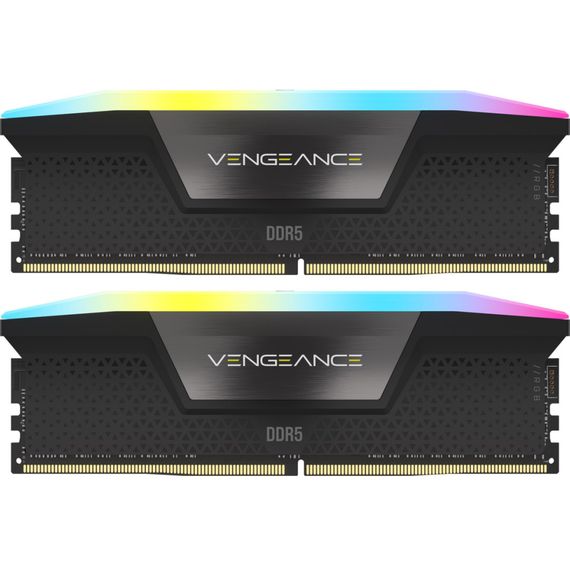 Модуль пам'яті для комп'ютера DDR5 64GB (2x32GB) 6000 MHz Vengeance RGB Black Corsair (CMH64GX5M2B6000C40)