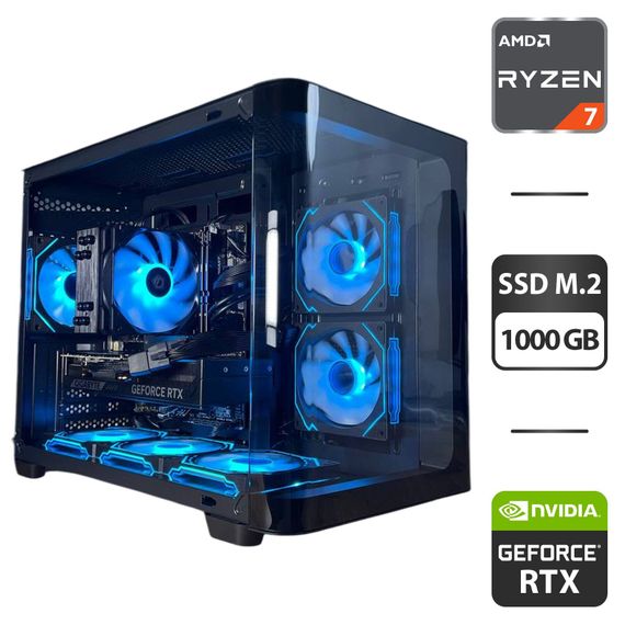 Збірка під замовлення: ігровий ПК AeroCool P300C-G-BK-v1 Tower / AMD Ryzen 7 7700 (8 (16) ядер по 3.8 - 5.3 GHz) / 32 GB DDR5 / 1000 GB SSD M.2 / nVidia GeForce RTX 5070, 12 GB GDDR7, 192-bit / 750W
