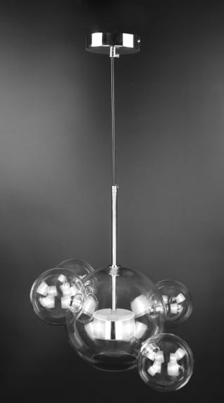 Люстра світлодіодна підвісна LED світильник для квартири на стелю лед 27091 Хром 40-130х35х35 см. | Зображення 1