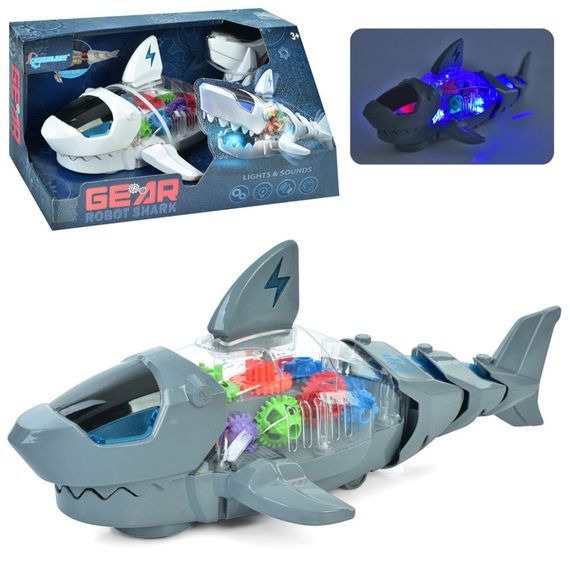 Інтерактивна іграшка "Робот Акула" S-2A(Grey) сірий, музика, світло, рухливі деталі, їздить | Зображення 1