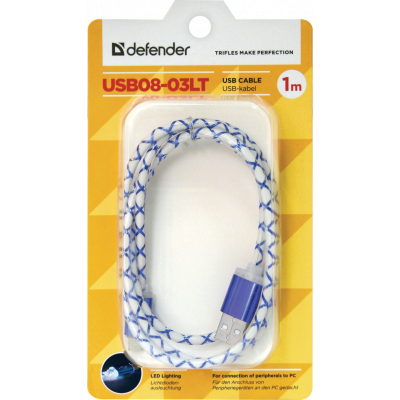 Дата кабель USB08-03LT USB - Micro USB, BlueLED backlight, 1m Defender (87555) | Зображення 2
