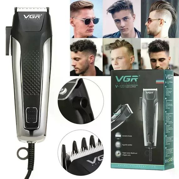 Машинка для стрижки VGR V-120 • Проводной триммер VGR V-120 для волос и бороды с 8 насадками 3–20 мм