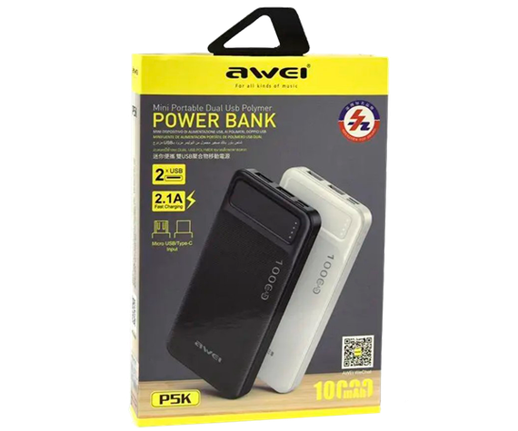 Повербанк (портативный аккумулятор) Power Bank AWEI P5K 10000mAh черный (AM-3163_402) | Зображення 5