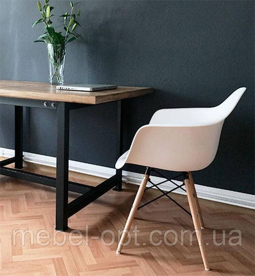 Кресло Eames DAW Armchair белое на деревянных ногах | Зображення 1