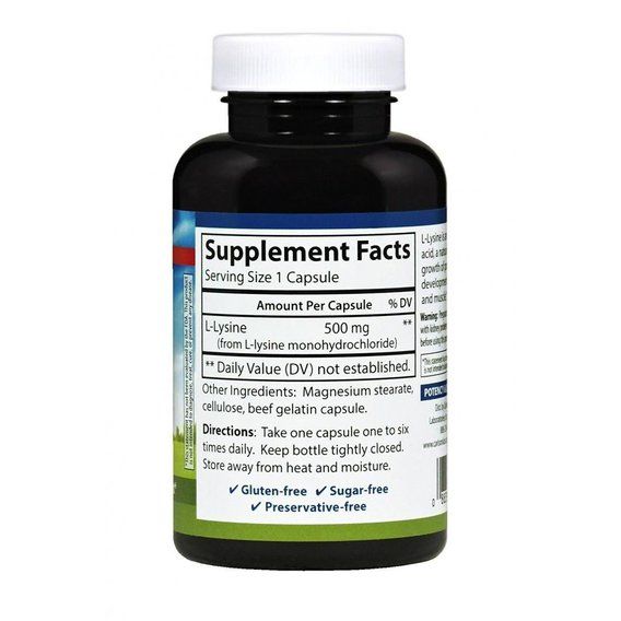 Амінокислота Лізін Carlson Labs L-Lysine 500 mg 100 Caps | Зображення 1