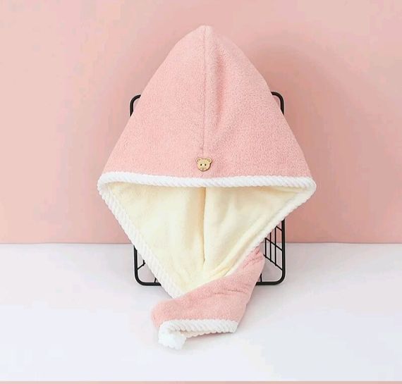 Полотенце тюрбан для сушки волос  из микрофибры Цвет персиковый+белый, серый+ розовый