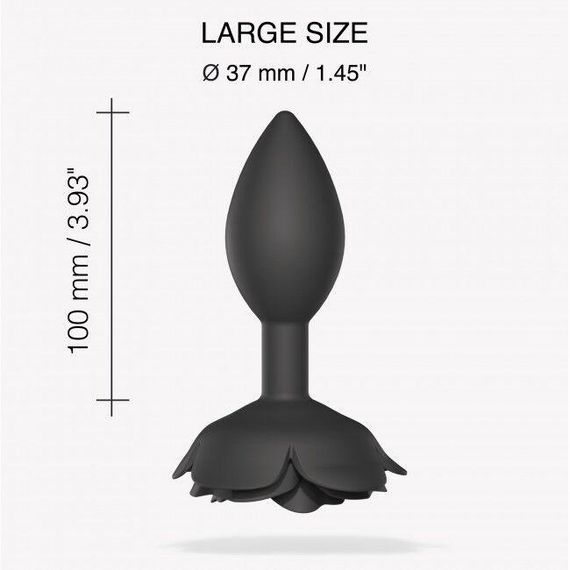 Силиконовая анальная пробка Love To Love OPEN ROSES L SIZE - BLACK ONYX | Зображення 2