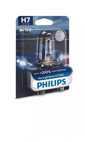 Галогеновая лампа PHILIPS 12972RGTB1 H7 55W 12V RacingVision GT200 +200% B1 | Зображення 1