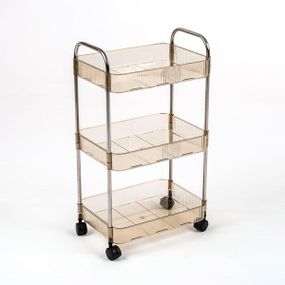 Етажерка мобільна триярусна універсальна з акрилу та металу 40х28,5х70с Бежева SW-00002111