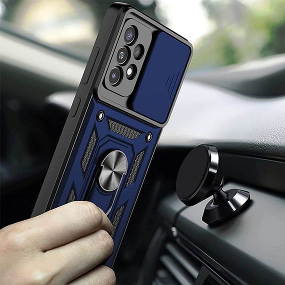 Ударостійкий чохол Camshield Serge Ring для Samsung Galaxy M53 5G TPU+PC, Шторка на камеру, Синій | Зображення 2