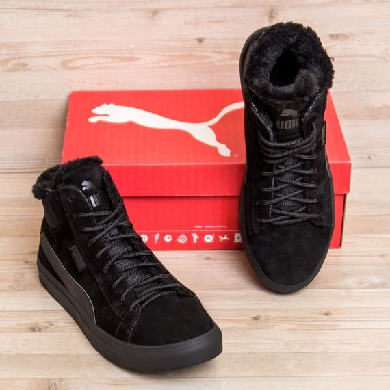 шкіряні зимові ботинки  Puma чорні. | Зображення 7