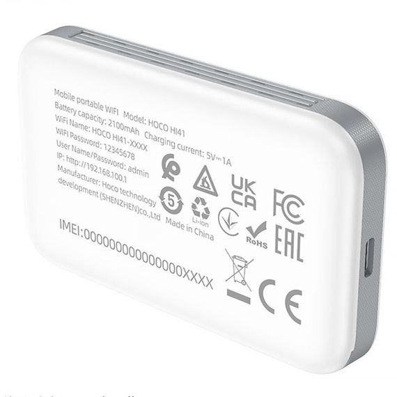 Портативный модем WiFi роутер Hoco HI41 150Mbps (Micro SIM) 2100 mAh White | Зображення 4