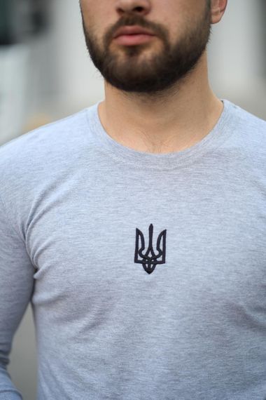 Лонгслів сірий 'Pulse' з тризубом | Зображення 5
