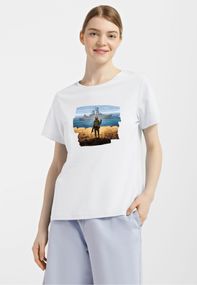 Футболка жіноча біла з принтом "Марка", XL