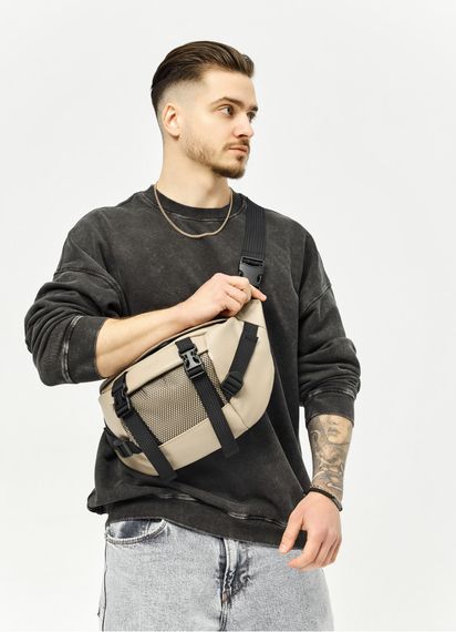 Большая мужская сумка бананка Sambag DynamicDart серая 38 × 21 × 7 см (80411130m)