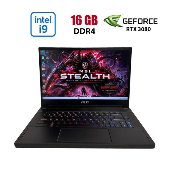 Игровой ноутбук Б-класс MSI GS66 Stealth 11UH / 15.6" (1920x1080) IPS / Intel Core i9-11900H (8 (16) ядер по 2.5 - 4.9 GHz) / 16 GB DDR4 / 512 GB SSD / nVidia GeForce RTX 3080, 16 GB GDDR6, 256-bit / WebCam б/у