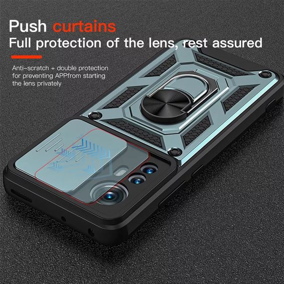 Ударостійкий чохол Camshield Serge Ring для Xiaomi 12T / 12T Pro TPU+PC, Шторка на камеру, Зелений | Зображення 2