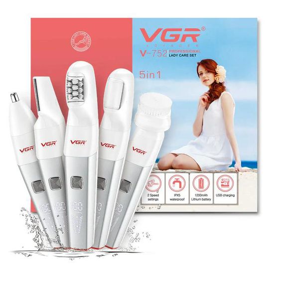 Эпилятор VGR 5 в 1 V-752, 5 насадок. Цвет: красный | Зображення 2