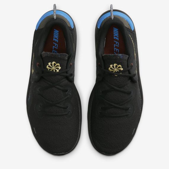 Кроссовки мужские Nike Flex Run CW3408-001 (черные, для бега, повседневные, текстиль, логотип найки) | Зображення 4