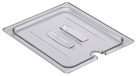 Крышка с ручкой и выемкой под ложку FlipLid из прозрачного поликарбоната для гастроемкости Cambro, GN 1/2 (325х265 мм)