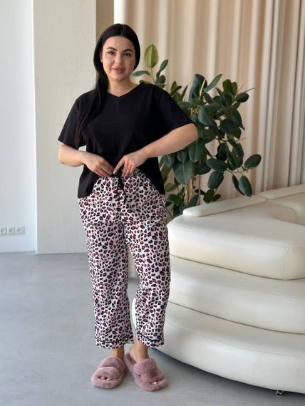 Чорна жіноча піжама з леопардовим принтом PLUS SIZE | Зображення 8