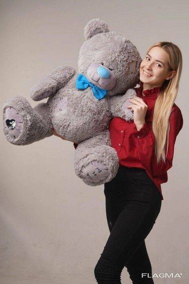 Мишка плюшевый с латками Yarokuz Me To You 100 см Серый | Зображення 3