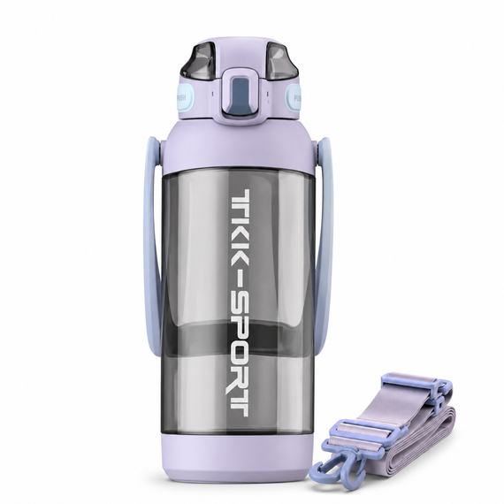 Бутылка TKK 1400 мл - Фиолетовая Tritan BPA-free, ударопрочная, спортивная с двойной системой переноски