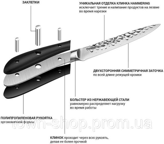 Нож универсальный Fissman Hattori 13см hammered из нержавеющей стали FN-2532 | Зображення 2