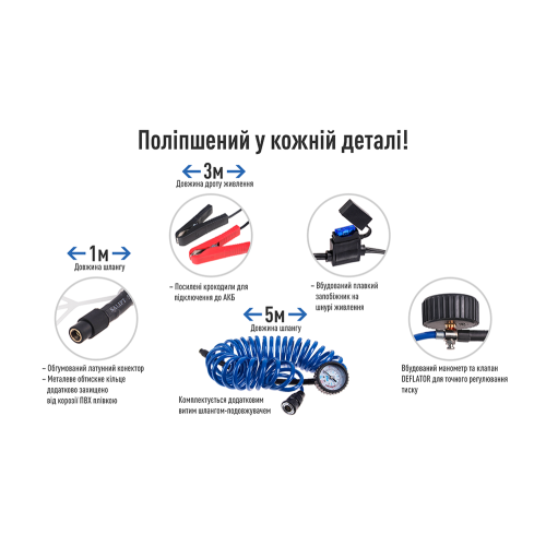 Компресор "ViTOL" К-55 150psi/23Amp /50л/шланг 5,0м/клеми | Зображення 4