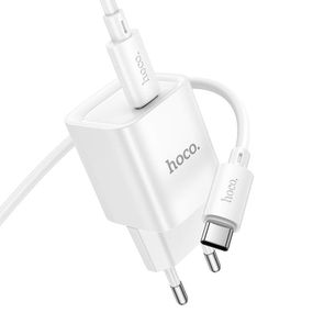 Набір СЗУ 110-240V HOCO C146A + кабель Type-C, 1xUSB-C, PD20W, 1м кабель, White, Box