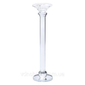 Підсвічник скляний на тонкій ніжці 9×34 см прозорий декоративний підсвічник на стіл HP-4-8M