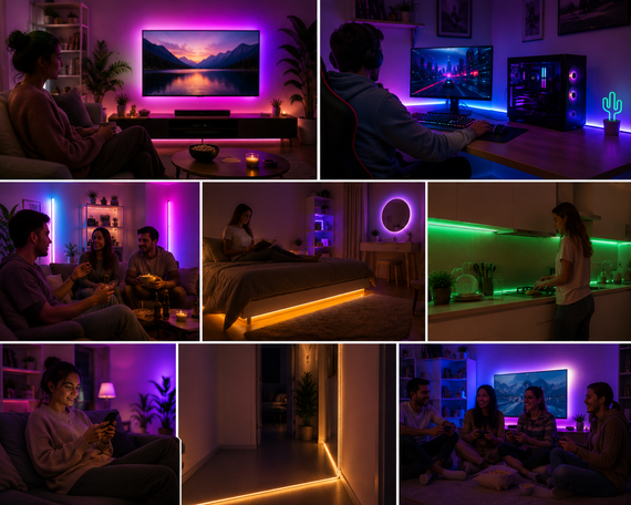 Гибкая светодиодная лента RGB USB 10м / Лента с пультом для подсветки телевизора, монитора, мебели / LED лента от павербанка | Зображення 3